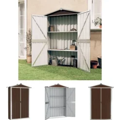 Skure, Garager & Carports^The Living Store haveskur 116x45x175 cm galvaniseret stål brun - Skure & Redskabsskure