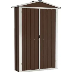 Skure, Garager & Carports^The Living Store haveskur 116x45x175 cm galvaniseret stål brun - Skure & Redskabsskure