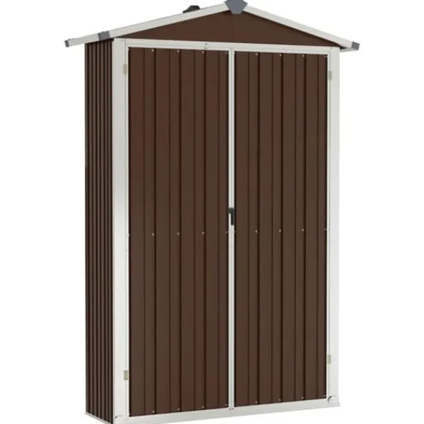 Skure, Garager & Carports^The Living Store haveskur 116x45x175 cm galvaniseret stål brun - Skure & Redskabsskure