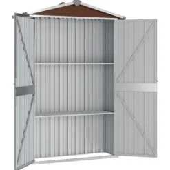 Skure, Garager & Carports^The Living Store haveskur 116x45x175 cm galvaniseret stål brun - Skure & Redskabsskure