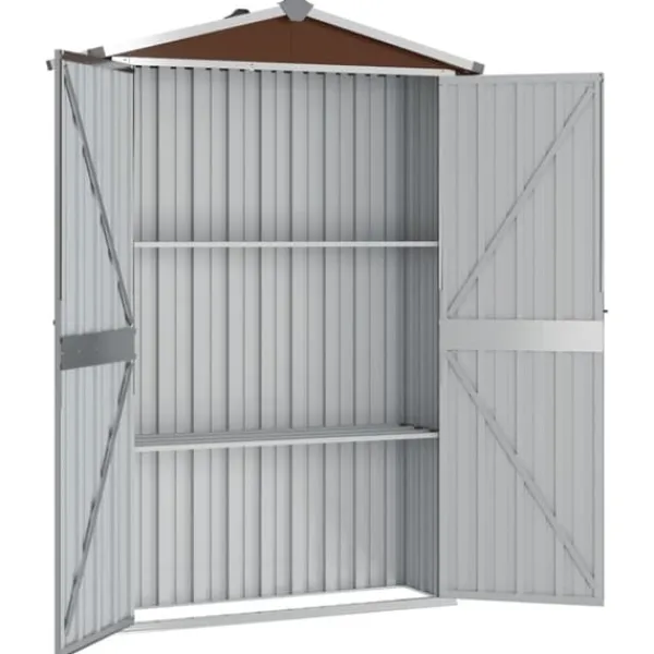 Skure, Garager & Carports^The Living Store haveskur 116x45x175 cm galvaniseret stål brun - Skure & Redskabsskure