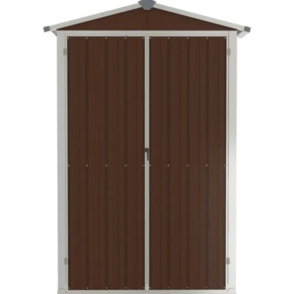 Skure, Garager & Carports^The Living Store haveskur 116x45x175 cm galvaniseret stål brun - Skure & Redskabsskure