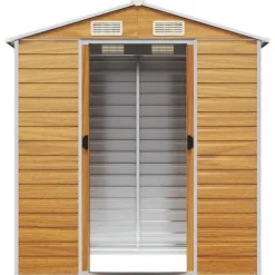 Skure, Garager & Carports^The Living Store haveskur 191x130x198 cm galvaniseret stål lysebrun - Skure & Redskabsskure