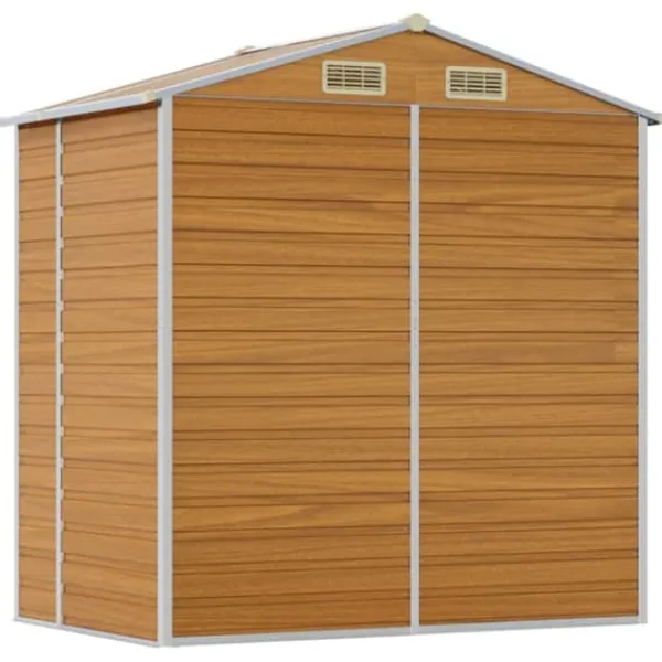 Skure, Garager & Carports^The Living Store haveskur 191x130x198 cm galvaniseret stål lysebrun - Skure & Redskabsskure