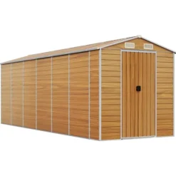 Best The Living Store haveskur 191x555x198 cm galvaniseret stål lysebrun - Skure & Redskabsskure Skure, Garager & Carports
