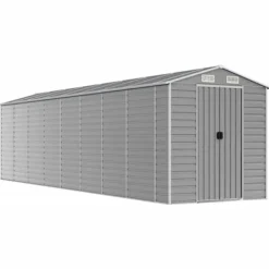 Online The Living Store haveskur 191x725x198 cm galvaniseret stål lysegrå - Skure & Redskabsskure Skure, Garager & Carports