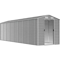 Online The Living Store haveskur 191x725x198 cm galvaniseret stål lysegrå - Skure & Redskabsskure Skure, Garager & Carports