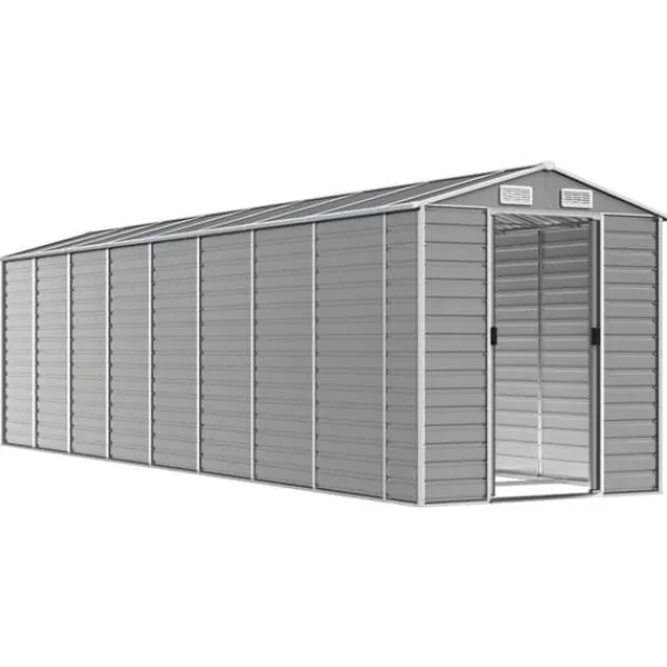 Online The Living Store haveskur 191x725x198 cm galvaniseret stål lysegrå - Skure & Redskabsskure Skure, Garager & Carports