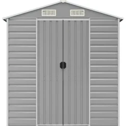 Online The Living Store haveskur 191x725x198 cm galvaniseret stål lysegrå - Skure & Redskabsskure Skure, Garager & Carports