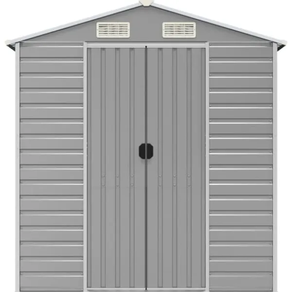 Online The Living Store haveskur 191x725x198 cm galvaniseret stål lysegrå - Skure & Redskabsskure Skure, Garager & Carports