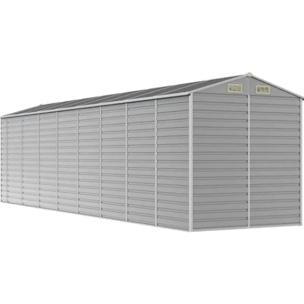 Online The Living Store haveskur 191x725x198 cm galvaniseret stål lysegrå - Skure & Redskabsskure Skure, Garager & Carports