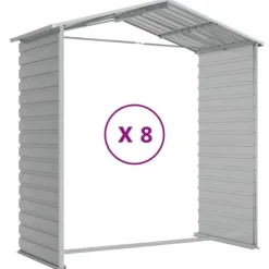 Online The Living Store haveskur 191x725x198 cm galvaniseret stål lysegrå - Skure & Redskabsskure Skure, Garager & Carports