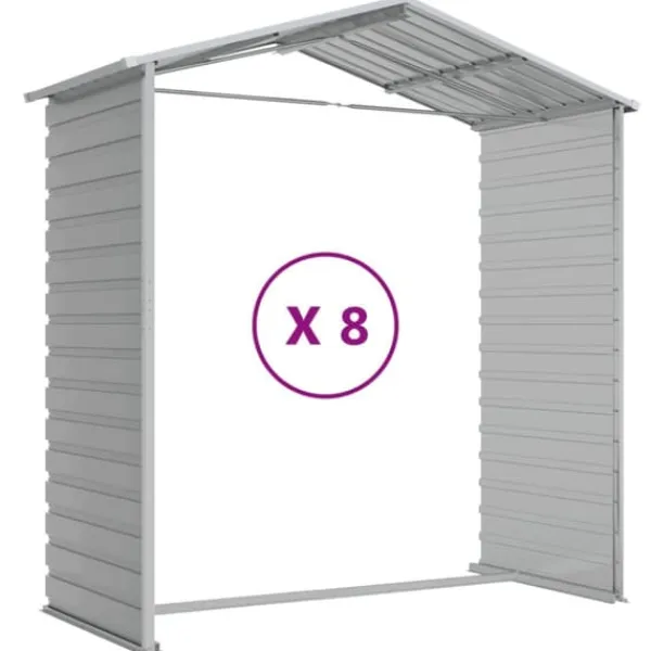 Online The Living Store haveskur 191x725x198 cm galvaniseret stål lysegrå - Skure & Redskabsskure Skure, Garager & Carports