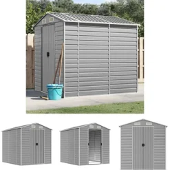 Discount The Living Store haveskur 191x215x198 cm galvaniseret stål lysegrå - Skure & Redskabsskure Skure, Garager & Carports