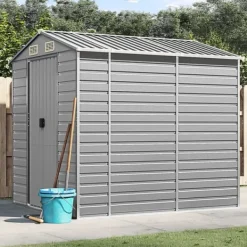Discount The Living Store haveskur 191x215x198 cm galvaniseret stål lysegrå - Skure & Redskabsskure Skure, Garager & Carports