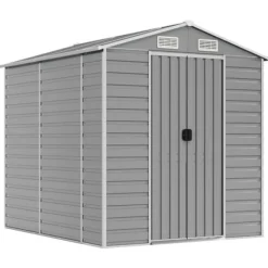 Discount The Living Store haveskur 191x215x198 cm galvaniseret stål lysegrå - Skure & Redskabsskure Skure, Garager & Carports
