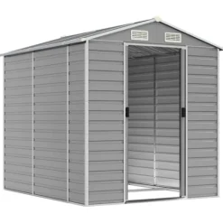 Discount The Living Store haveskur 191x215x198 cm galvaniseret stål lysegrå - Skure & Redskabsskure Skure, Garager & Carports