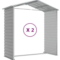 Discount The Living Store haveskur 191x215x198 cm galvaniseret stål lysegrå - Skure & Redskabsskure Skure, Garager & Carports