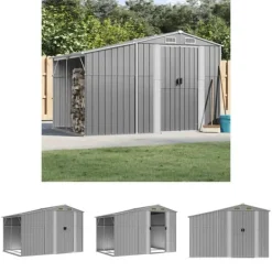 Best The Living Store haveskur 277x192,5x179 cm galvaniseret stål grå - Skure & Redskabsskure Skure, Garager & Carports