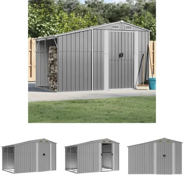 Best The Living Store haveskur 277x192,5x179 cm galvaniseret stål grå - Skure & Redskabsskure Skure, Garager & Carports