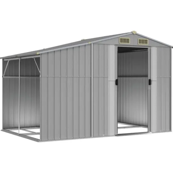 Best The Living Store haveskur 277x192,5x179 cm galvaniseret stål grå - Skure & Redskabsskure Skure, Garager & Carports