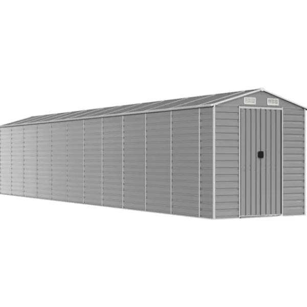 Skure, Garager & Carports^The Living Store haveskur 191x980x198 cm galvaniseret stål lysegrå - Skure & Redskabsskure