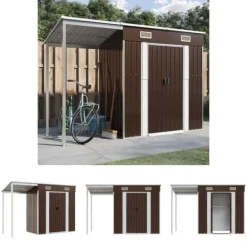 Clearance The Living Store haveskur med udvidet tag 277x110,5x181 cm stål brun - Skure & Redskabsskure Skure, Garager & Carports
