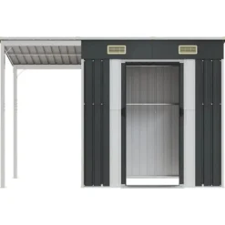 Discount The Living Store haveskur med udvidet tag 277x110,5x181 cm stål antracitgrå - Skure & Redskabsskure Skure, Garager & Carports