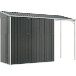 Discount The Living Store haveskur med udvidet tag 277x110,5x181 cm stål antracitgrå - Skure & Redskabsskure Skure, Garager & Carports