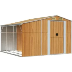 Hot The Living Store haveskur 277x279x179 cm galvaniseret stål lysebrun - Skure & Redskabsskure Skure, Garager & Carports