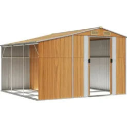 Hot The Living Store haveskur 277x279x179 cm galvaniseret stål lysebrun - Skure & Redskabsskure Skure, Garager & Carports
