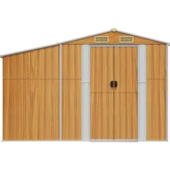 Hot The Living Store haveskur 277x279x179 cm galvaniseret stål lysebrun - Skure & Redskabsskure Skure, Garager & Carports