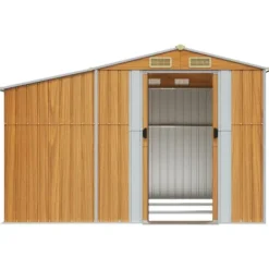 Hot The Living Store haveskur 277x279x179 cm galvaniseret stål lysebrun - Skure & Redskabsskure Skure, Garager & Carports