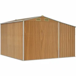 Hot The Living Store haveskur 277x279x179 cm galvaniseret stål lysebrun - Skure & Redskabsskure Skure, Garager & Carports