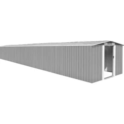 Skure, Garager & Carports^The Living Store haveskur 257x990x181 cm galvaniseret stål grå - Skure & Redskabsskure