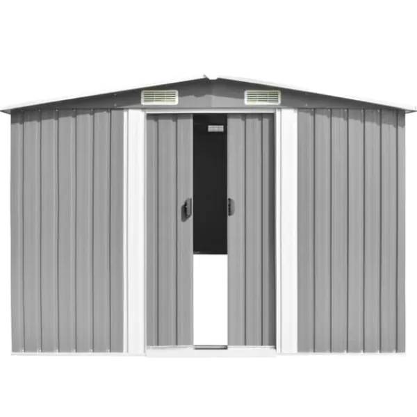 Skure, Garager & Carports^The Living Store haveskur 257x990x181 cm galvaniseret stål grå - Skure & Redskabsskure