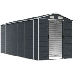 Clearance The Living Store haveskur 191x470x198 cm galvaniseret stål antracitgrå - Skure & Redskabsskure Skure, Garager & Carports