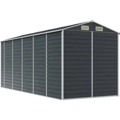 Clearance The Living Store haveskur 191x470x198 cm galvaniseret stål antracitgrå - Skure & Redskabsskure Skure, Garager & Carports