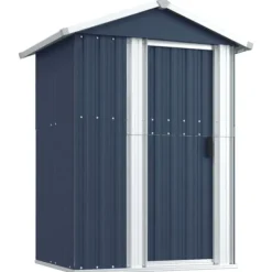 Skure, Garager & Carports^The Living Store haveskur 126x97,5x177 cm galvaniseret stål antracitgrå - Skure & Redskabsskure