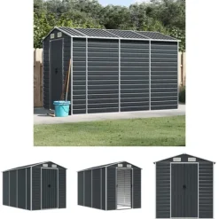 Skure, Garager & Carports^The Living Store haveskur 191x300x198 cm galvaniseret stål antracitgrå - Skure & Redskabsskure