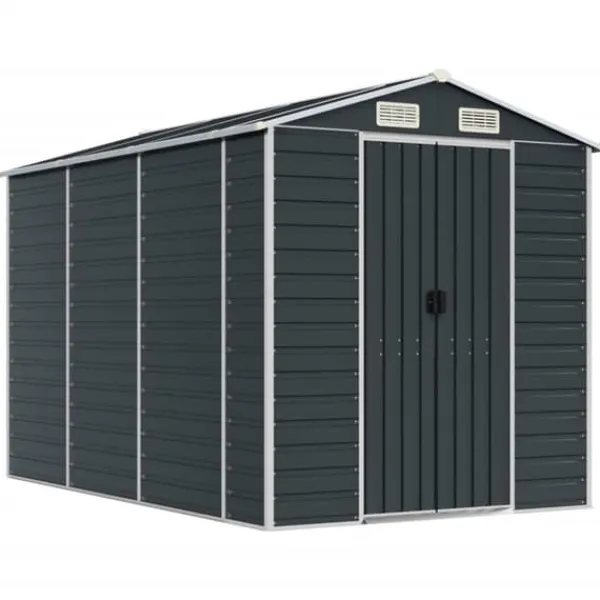 Skure, Garager & Carports^The Living Store haveskur 191x300x198 cm galvaniseret stål antracitgrå - Skure & Redskabsskure