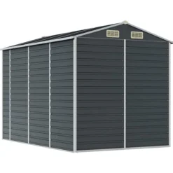 Skure, Garager & Carports^The Living Store haveskur 191x300x198 cm galvaniseret stål antracitgrå - Skure & Redskabsskure