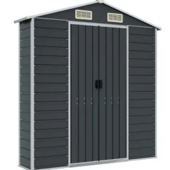 Skure, Garager & Carports^The Living Store haveskur 191x300x198 cm galvaniseret stål antracitgrå - Skure & Redskabsskure
