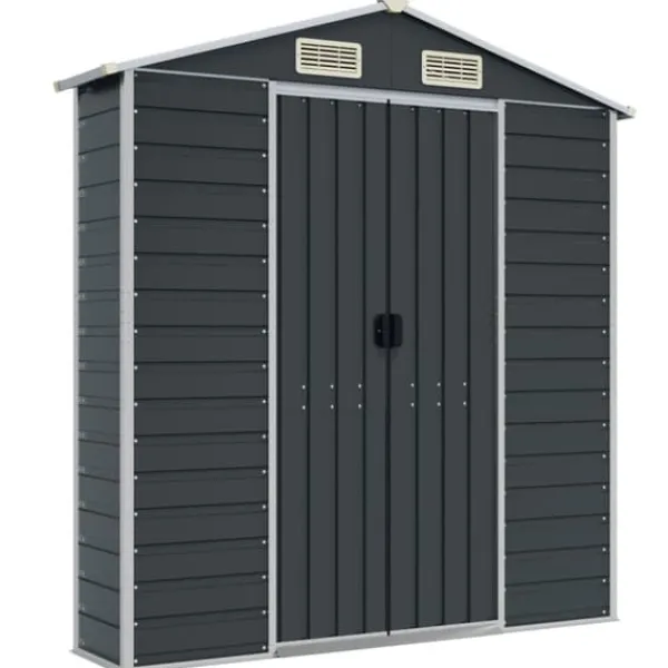Skure, Garager & Carports^The Living Store haveskur 191x300x198 cm galvaniseret stål antracitgrå - Skure & Redskabsskure