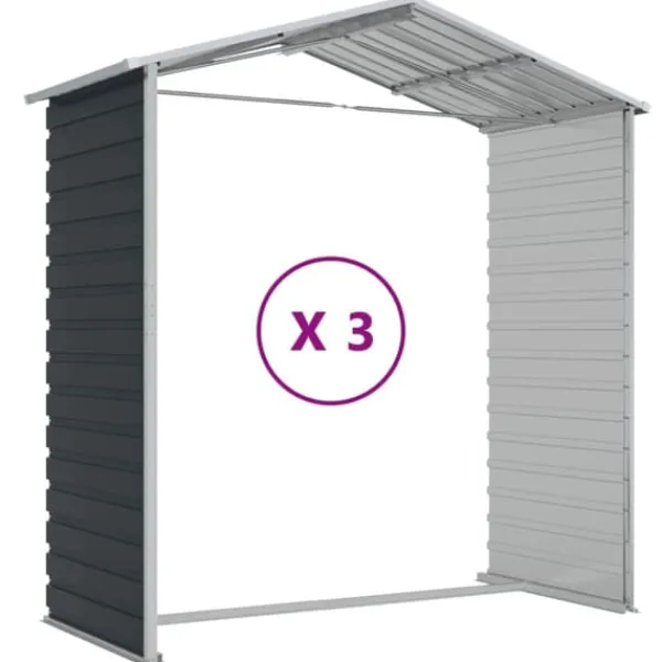 Skure, Garager & Carports^The Living Store haveskur 191x300x198 cm galvaniseret stål antracitgrå - Skure & Redskabsskure