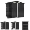 Skure, Garager & Carports^The Living Store haveskur med reol 205x130x183 cm jern antracitgrå - Skure & Redskabsskure