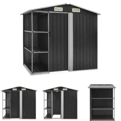 Skure, Garager & Carports^The Living Store haveskur med reol 205x130x183 cm jern antracitgrå - Skure & Redskabsskure