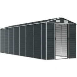 The Living Store haveskur 191x640x198 cm galvaniseret stål antracitgrå - Skure & Redskabsskure Skure, Garager & Carports