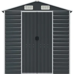 The Living Store haveskur 191x640x198 cm galvaniseret stål antracitgrå - Skure & Redskabsskure Skure, Garager & Carports