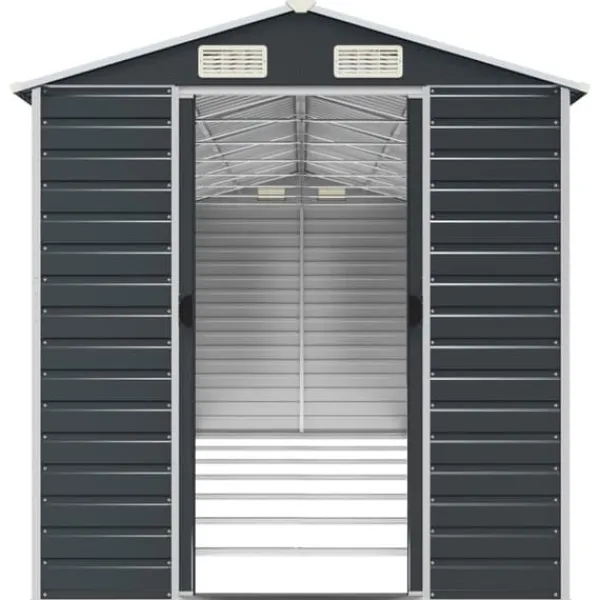 The Living Store haveskur 191x640x198 cm galvaniseret stål antracitgrå - Skure & Redskabsskure Skure, Garager & Carports